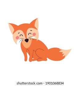 A fox. Orange fox. Fox can use a logo or badge. Vector illustration on white isolated background.