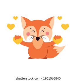 A fox. Orange fox. Fox can use a logo or badge. Vector illustration on white isolated background.