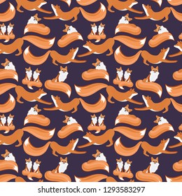 Fox orange pattern. Forest animal