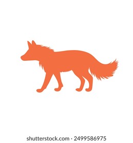 Fox orange silhouette vector on a white background