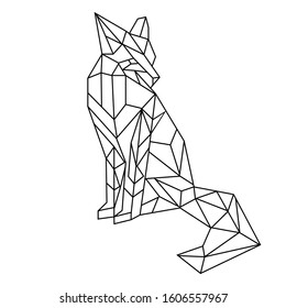 Fox origami animal abstract tattoo vector contour
