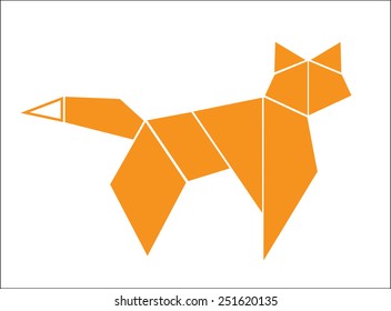 Fox origami icon vector.