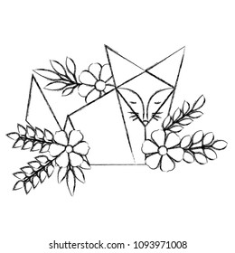 fox origami paper with floral decoration