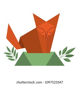 fox origami paper in landscape
