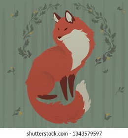 fox with an ornament from leaves