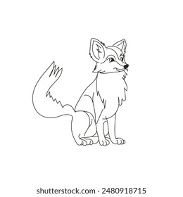 fox outline coloring page vector