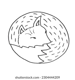 Fox outline illustration image. 
Hand drawn image artwork of fox. 
Simple cute original logo.
Hand drawn vector illustration for posters, cards, t-shirts.