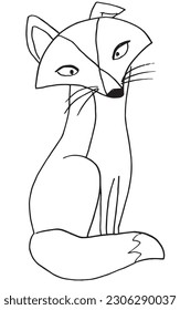 Fox outline illustration image. 
Hand drawn image artwork of fox. 
Simple cute original logo.
Hand drawn vector illustration for posters, cards, t-shirts.