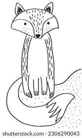 Fox outline illustration image. 
Hand drawn image artwork of fox. 
Simple cute original logo.
Hand drawn vector illustration for posters, cards, t-shirts.