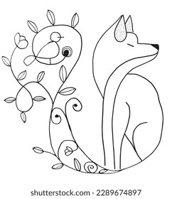 Fox outline illustration vector image. 
Hand drawn foxy sketch image artwork. 
Simple original logo icon from pen drawing sketch of fox.