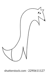 Fox outline illustration vector image. 
Hand drawnfox sketch image artwork. 
Simple original logo of fox.