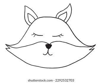 Fox outline illustration vector image. 
Hand drawn cat artwork. 
Simple cute original logo of a monochrome cat.
Hand drawn illustration for posters, cards, t-shirts.