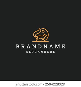 Fuchskontur, Vektorsymbol, Logo-Illustration, Design auf schwarzem Hintergrund