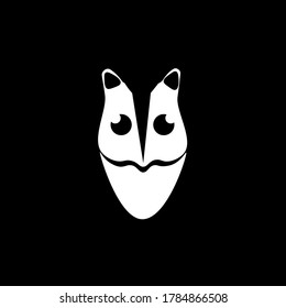 Fox and owl blended icon on black background. Logo, vector design