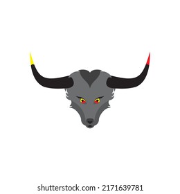 Fox ox face merging  vector graphic art , black illustration