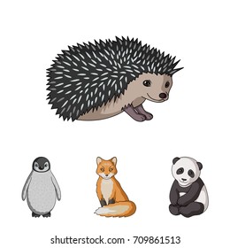 Fox, panda, hedgehog, penguin and other animals.Animals set collection icons in cartoon style vector symbol stock illustration web.