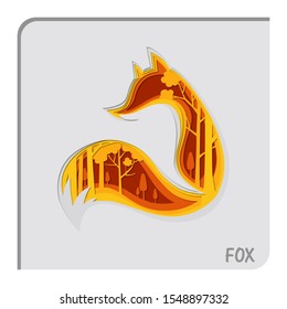 Fox papercut animal illustration drawing