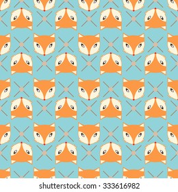Fox Pattern With Blue Background - vector illustration eps10