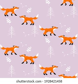 Fox Pattern With Pink Background