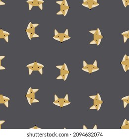 Patrón Fox sin fisuras al estilo de la mano libre. Cabeza de animales con un fondo colorido. Ilustración vectorial para impresiones textiles, tela, carteles, fondo y papel pintado.