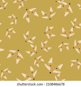 Patrón Fox sin fisuras al estilo de la mano libre. Cabeza de animales con un fondo colorido. Ilustración vectorial para impresiones textiles, tela, carteles, fondo y papel pintado.