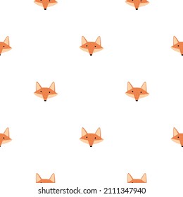Patrón Fox sin fisuras al estilo de la mano libre. Cabeza de animales con un fondo colorido. Ilustración vectorial para impresiones textiles, tela, carteles, fondo y papel pintado.