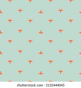 Fox pattern seamless in freehand style. Head animals on colorful background. Vector illustration for textile prints, fabric, banners, backdrops and wallpapers.