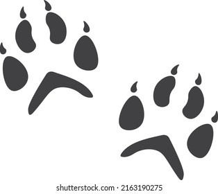 Fox paw pair. Black animal foot mark