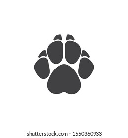 Fox paw print vector icon. filled flat sign for mobile concept and web design. Fox animal footprint glyph icon. Symbol, logo illustration. Vector graphics