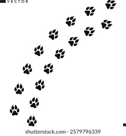 Fox paw print vector illustration. Wild animal track. American fox paw print silhouette