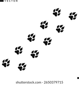 Fox paw prints vector. Animal paw prints silhouette