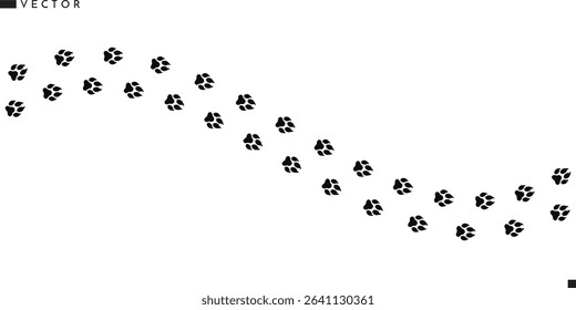 Fox paw prints vector illustration. Wild animal paw prints