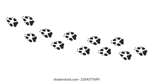 Fox paws. Animal paw prints, vector different animals footprints black on white illustration