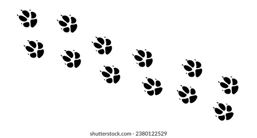 Fox paws. Animal paw prints, vector illustration different forest animals footprints black on white illustration for different design uses.