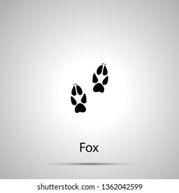 Fox paws, steps imprints, simple black silhouette on gray
