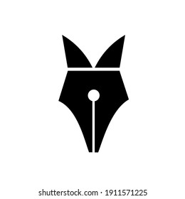 FOX PEN SIMPLE CONCEPTO DE LOGOTIPO FOUNTAIN PEN NIB A FOX HEAD vector logo diseño de icono	