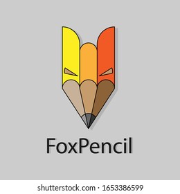 Fox Pencil Logo Vector Illustration