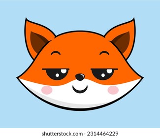 Fox Pensive Face Head Kawaii Sticker