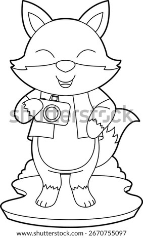 Fox Photographer Camera Animal Vector Graphic Art Illustration