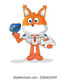 the fox pilot mascot. cartoon vector