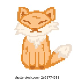 Fox pixel art. A cute and adorable fox pixel icon. Perfect for business logos, stickers, and game elements. Colorful animal pixel art. A cute sitting fox.