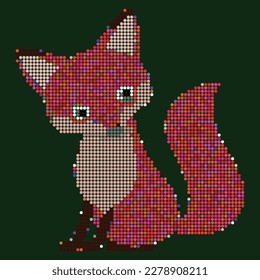 Fox in pixel art style. Vector file for designs.