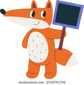 Fox With Placard Vector Illustration