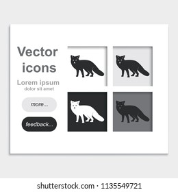 Fox placed on web page template flat vector icon.