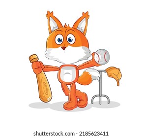 the fox playing baseball mascot. cartoon vector