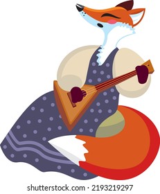 a fox plays a balalaika, a cartoon character