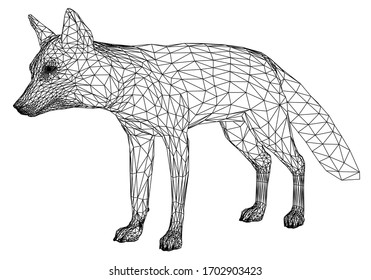 Fox Polygonal Linien Illustration. Abstrakter Vektorillustration-Fuchs auf weißem Hintergrund