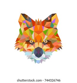 Fox in polygonal style on a white background, geometric pattern