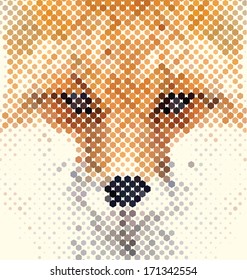 Fox portrait made of geometrical shapes