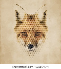 Fox portrait made of geometrical shapes - Vintage Design